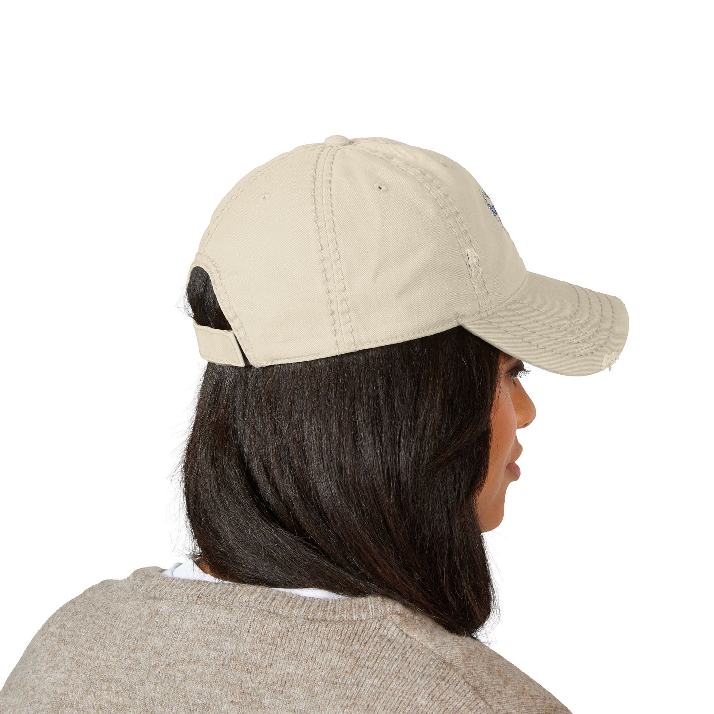 Distressed Dad Hat with Embroidered Heart, Casual Baseball Cap, Vintage Style Hat, Gift for Dad, Summer Accessory, Relaxed Fit Cap